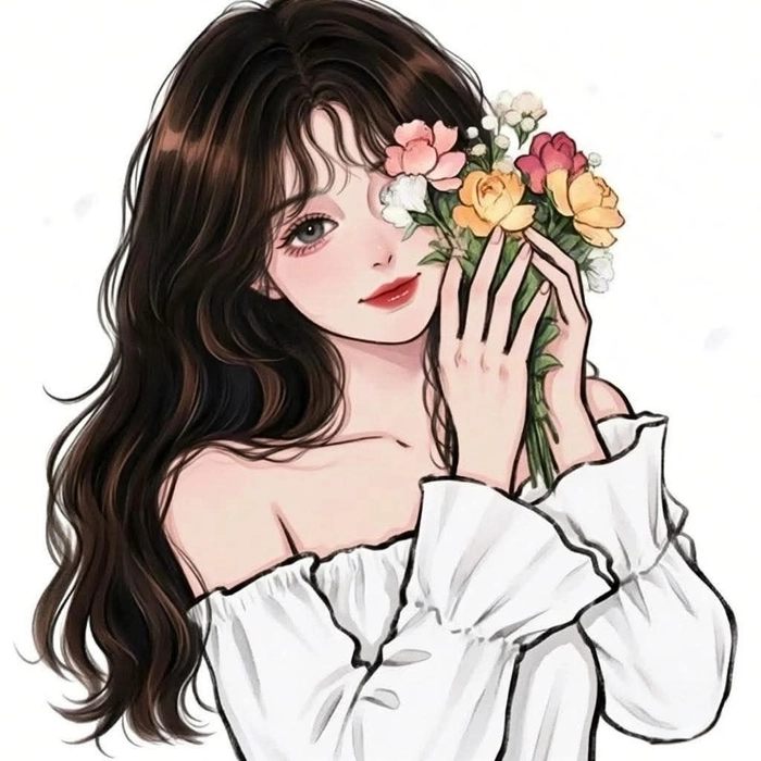 Ảnh anime che nửa mặt nữ