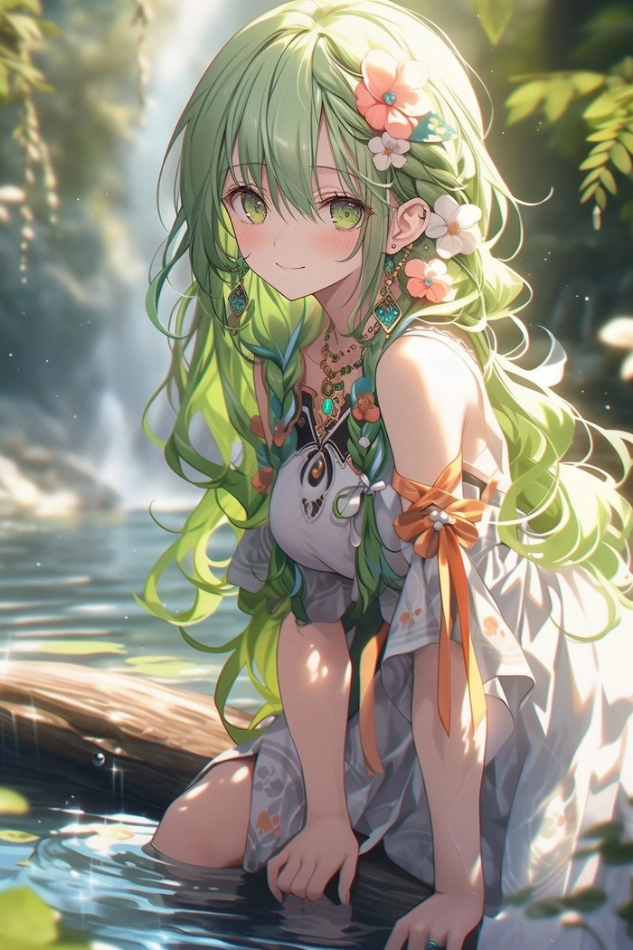 Ảnh anime học đường màu xanh lá