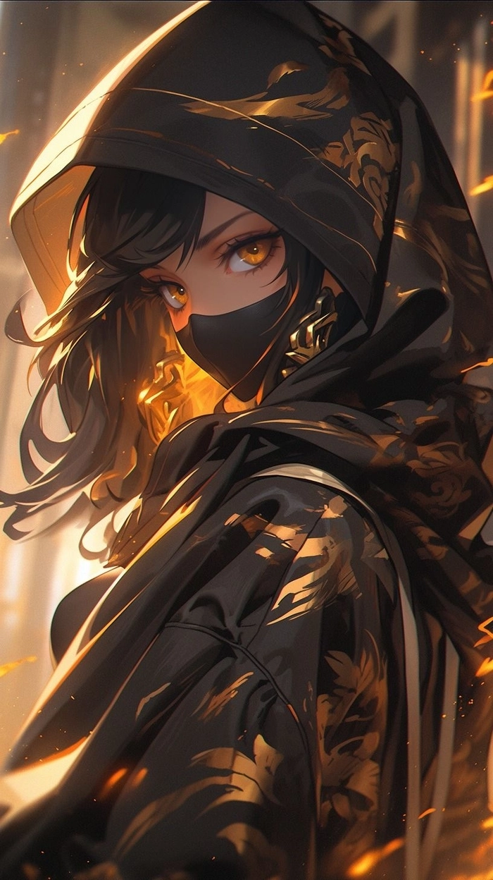 Ảnh anime nữ đeo khẩu trang che mặt