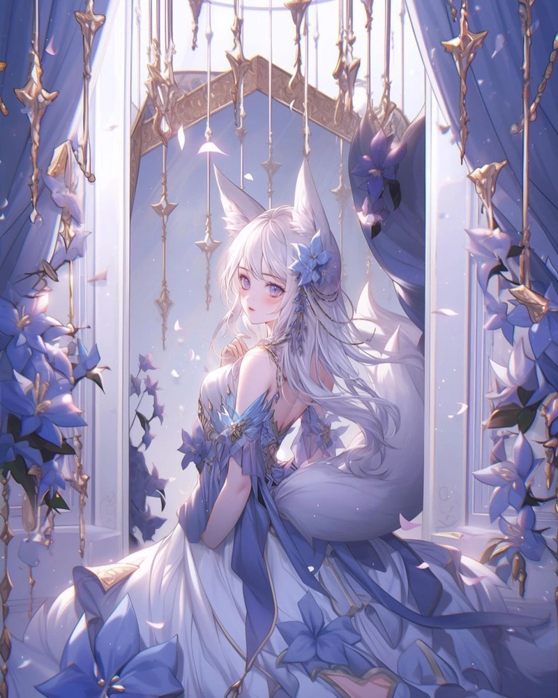 Ảnh anime nữ hồ ly tóc tím