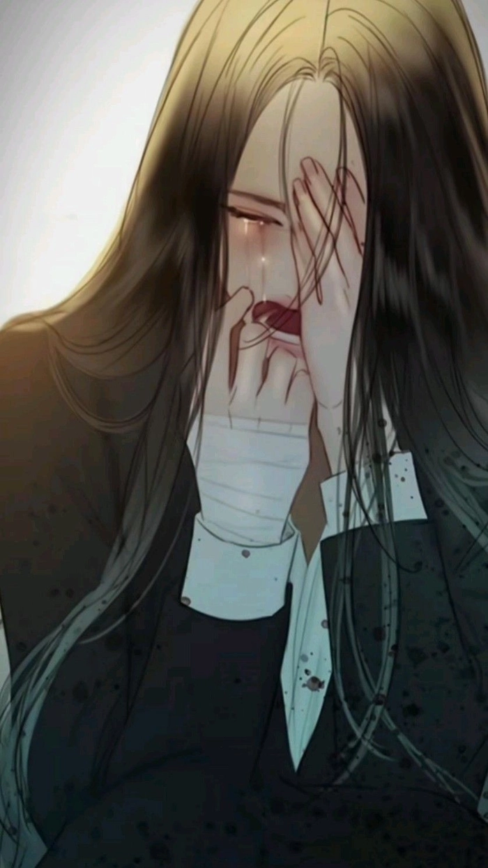 Ảnh anime nữ mặt buồn che mặt