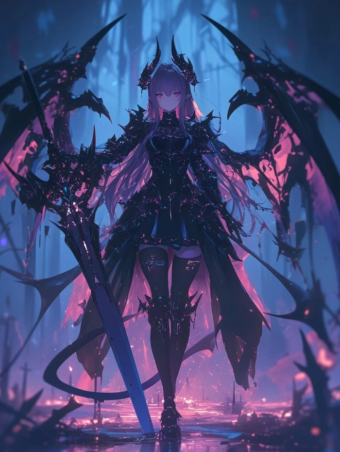 Ảnh anime nữ ngầu màu tím