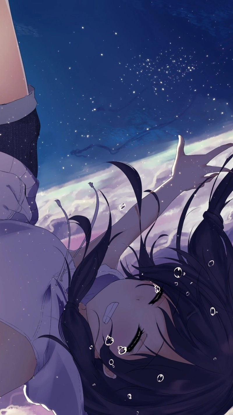 Anime cô gái khóc nhẹ nhàng