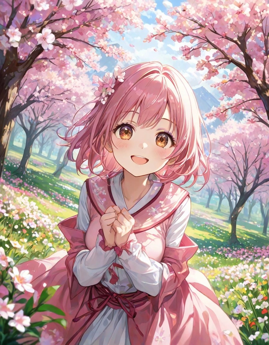 Gái xinh anime tóc hồng