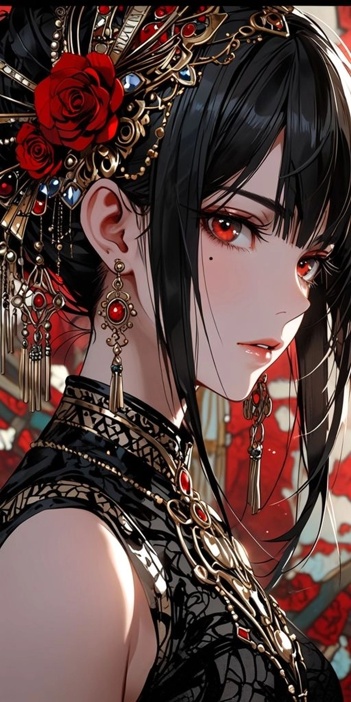 Girl Anime đen tóc xinh