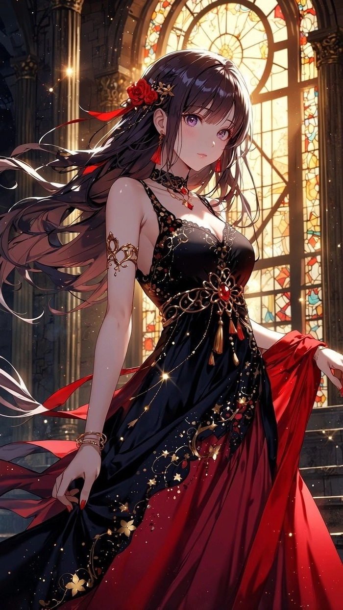 Hình Anime tóc đen huyền bí