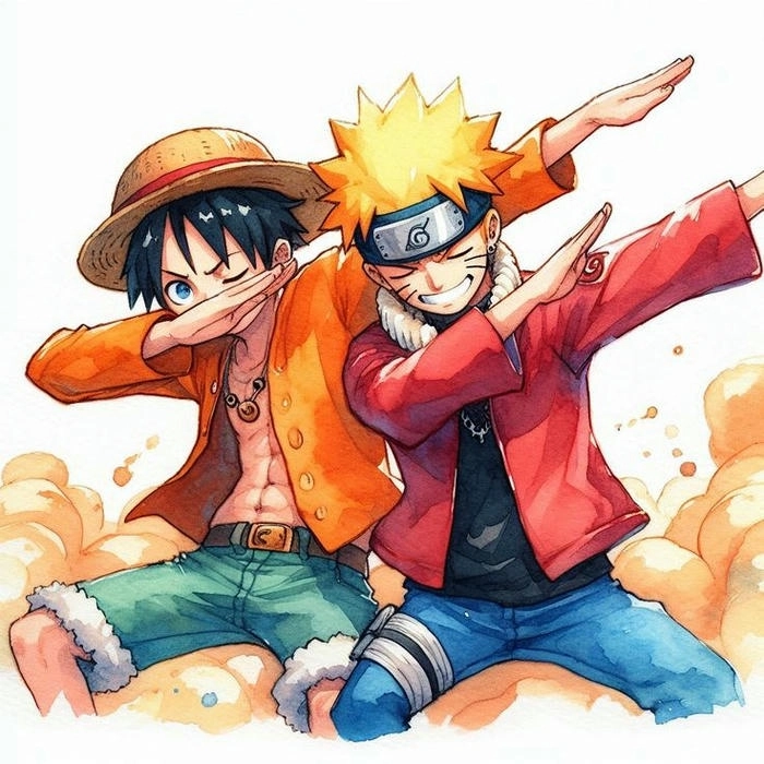 Hình ấn tượng Naruto x Luffy