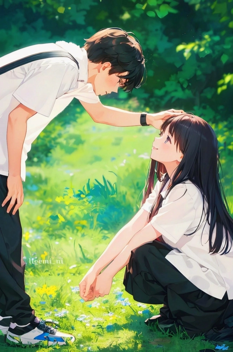 Hình ảnh anime cặp đôi học sinh đang tỏ tình