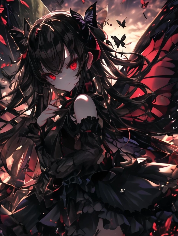 Hình ảnh anime nữ ngầu tóc đen