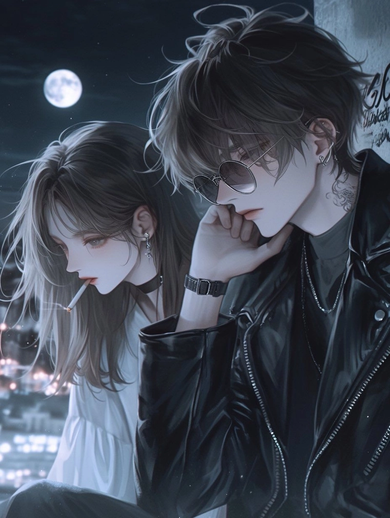 Hình ảnh đôi anime ngầu trong sáng