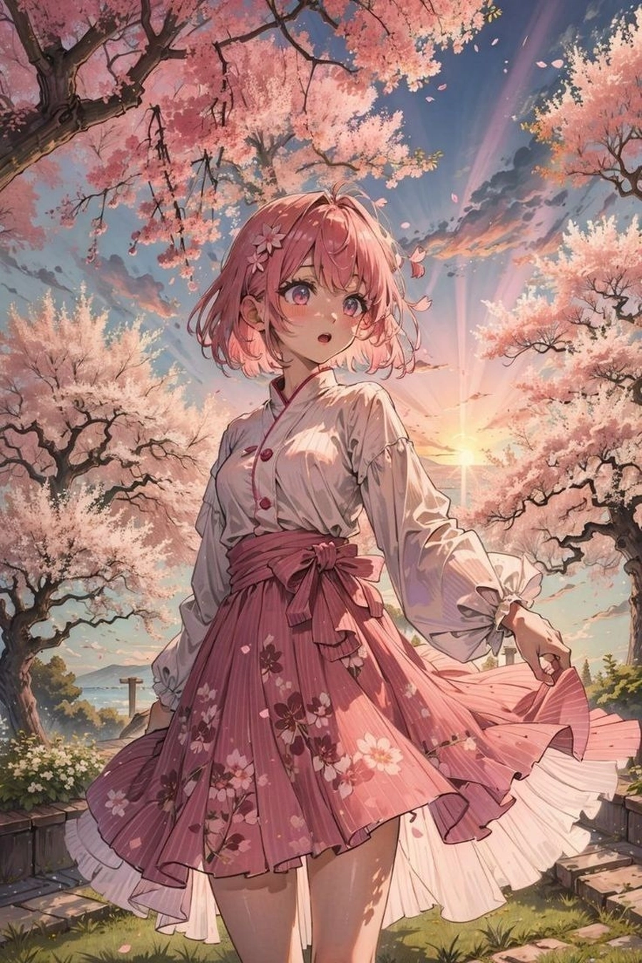 Hình ảnh girl anime tóc hồng