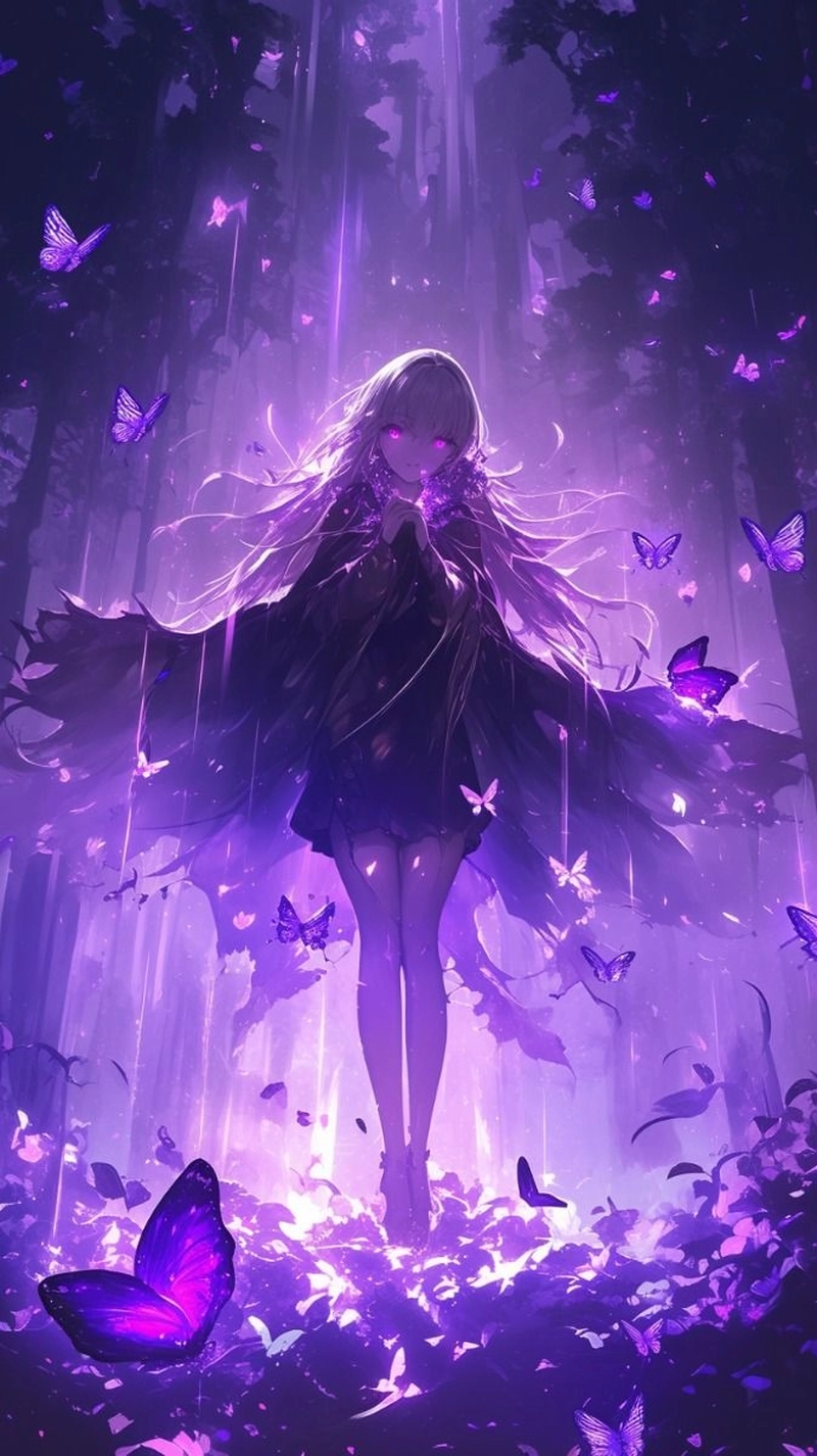 Hình anime girl màu tím