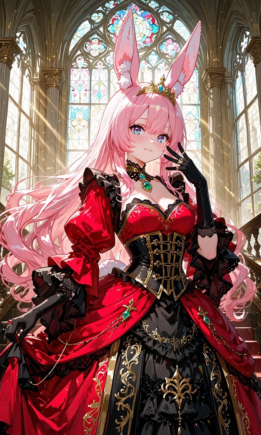 Hình anime girl tóc hồng sắc nét