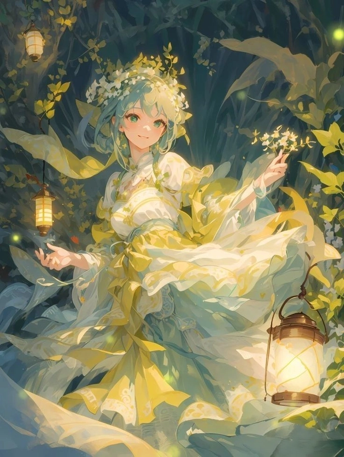 Hình anime mùa hè xanh lá