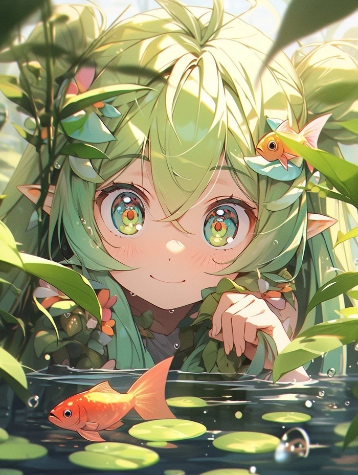 Hình anime nam màu xanh lá