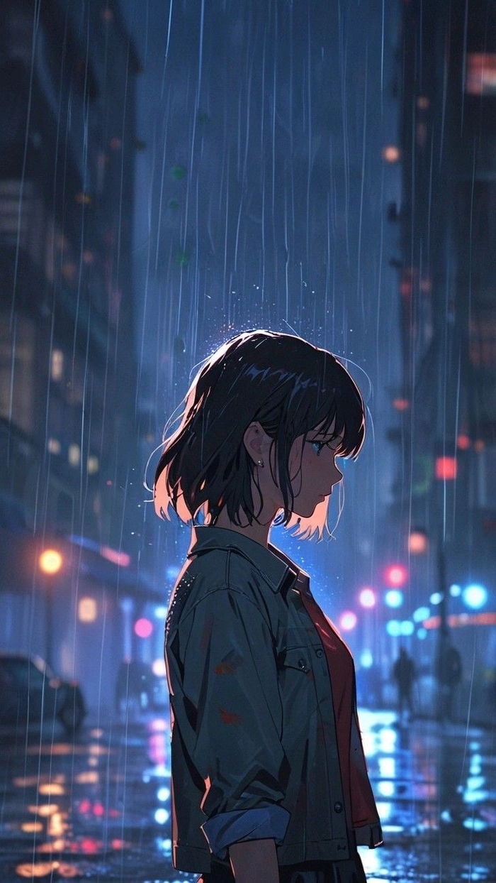 Hình anime nữ buồn lãng mạn