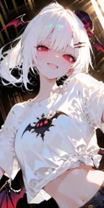 Hình anime nữ tóc trắng mắt đỏ