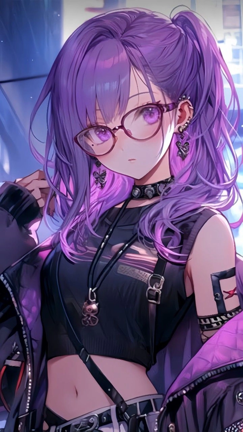 Hình anime tím chill