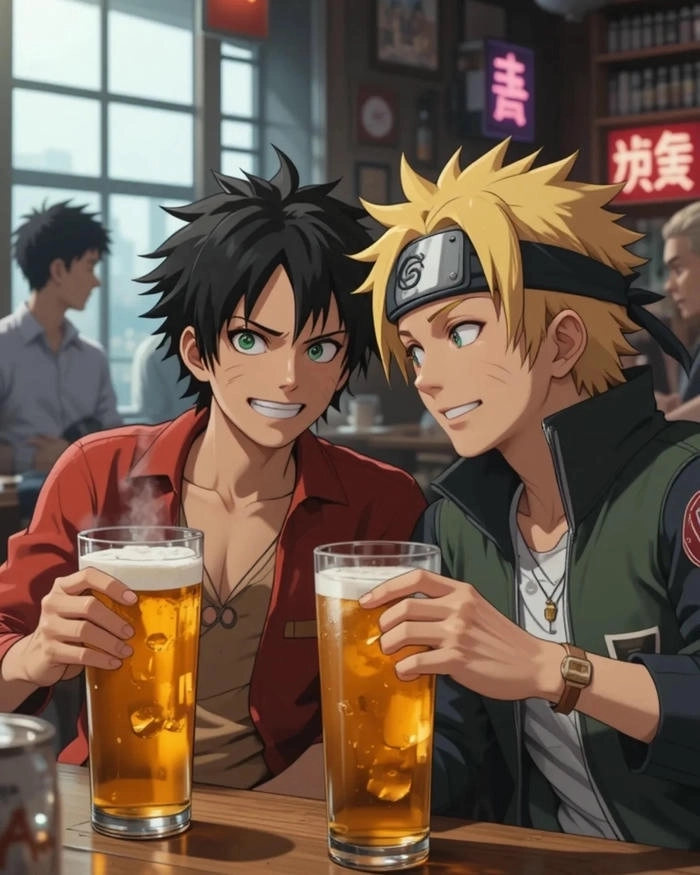 Hình chibi Naruto x Luffy