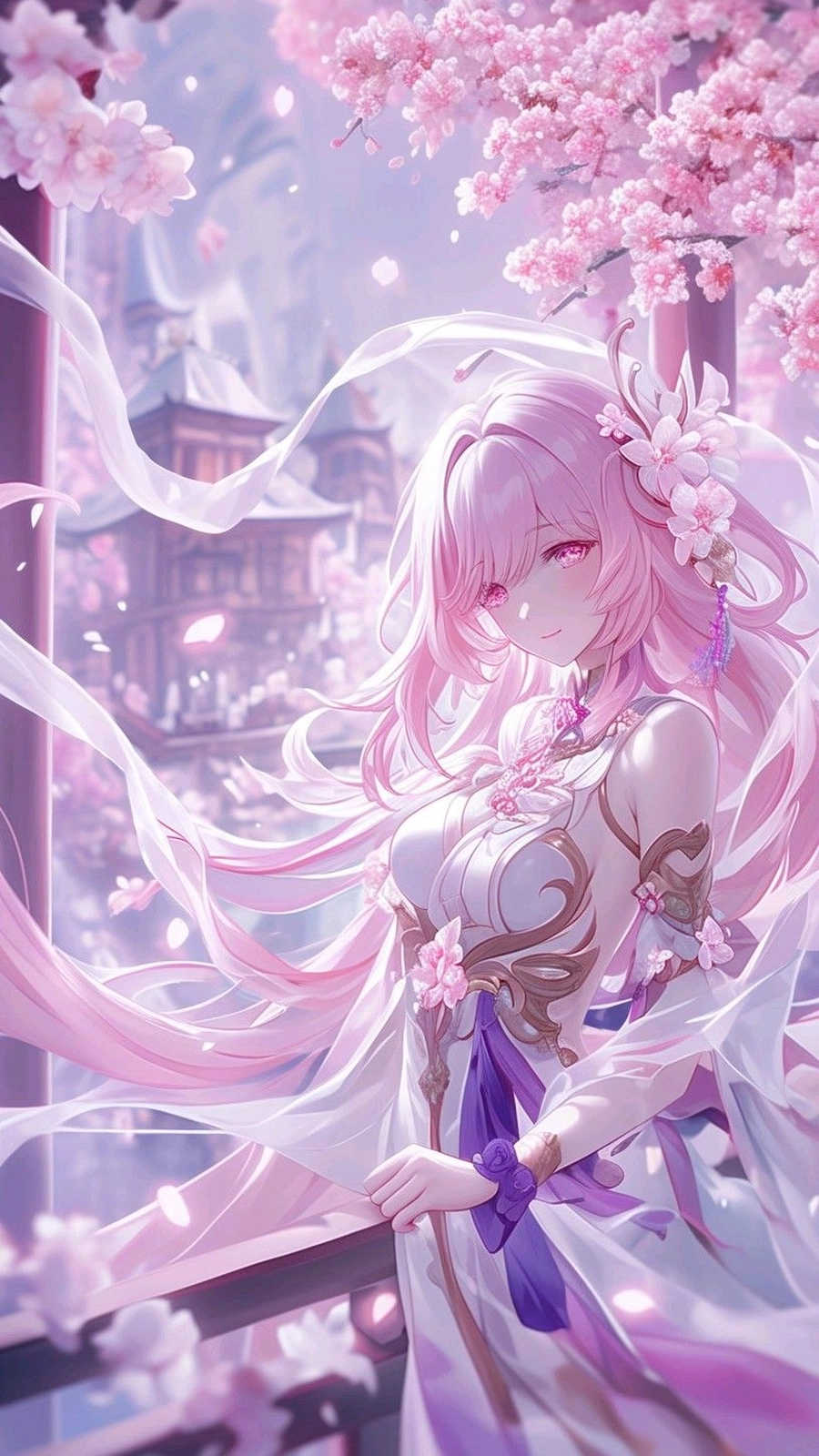 Hình nền 4k anime nữ tóc hồng