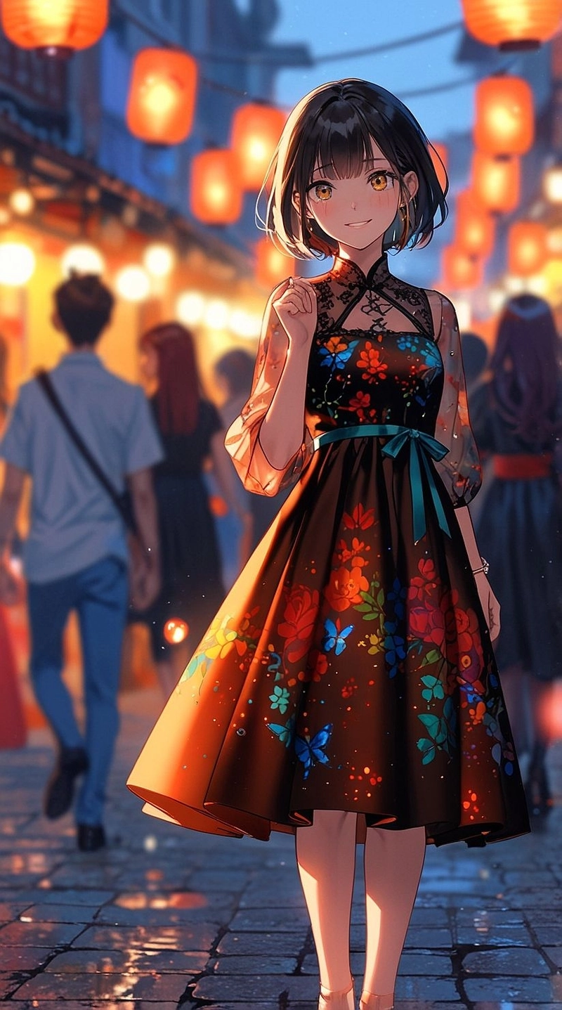 Hình nền gái anime tóc ngắn cute