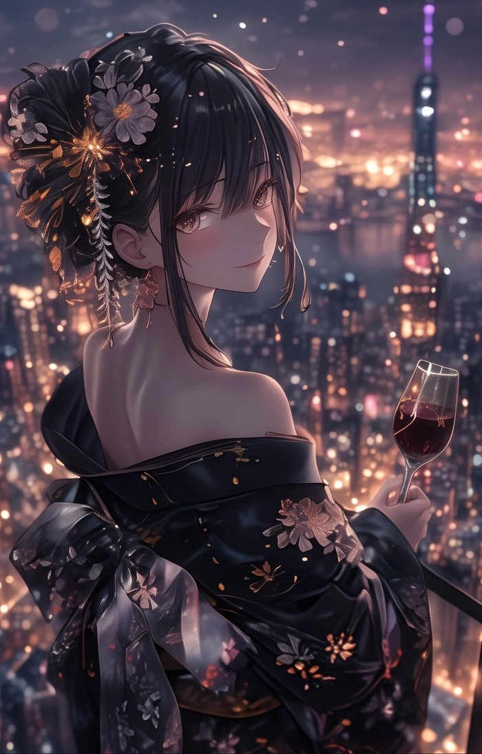 Hình nền girl tóc đen Anime