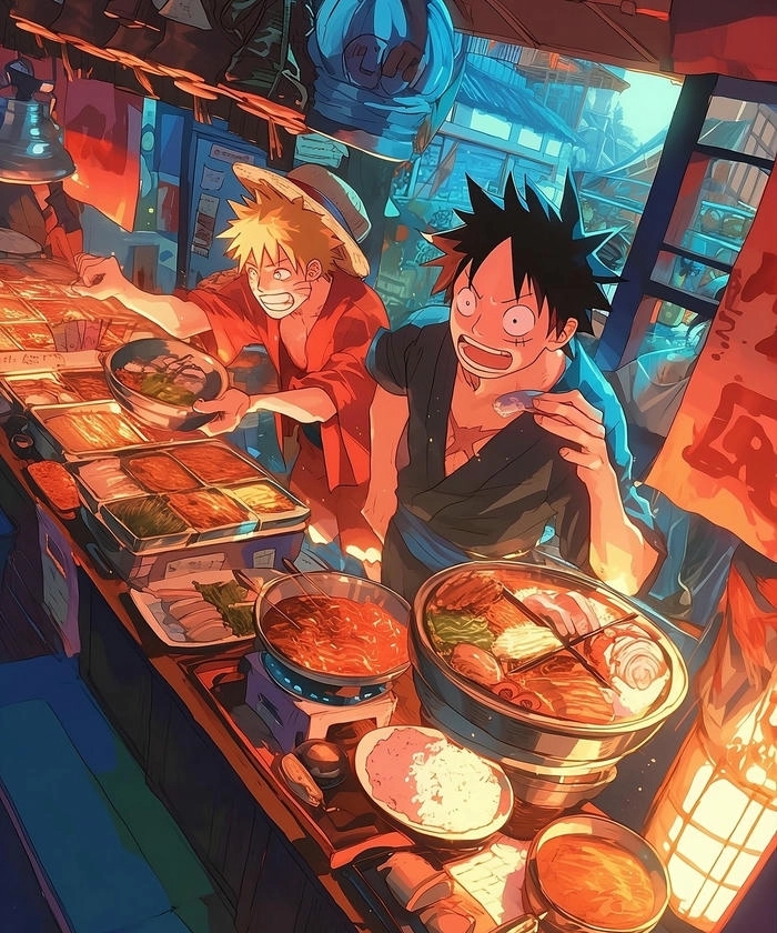 Hình nền máy Naruto x Luffy