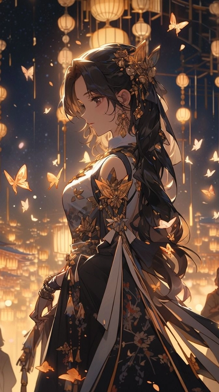 Hình nền nữ Anime tóc đen