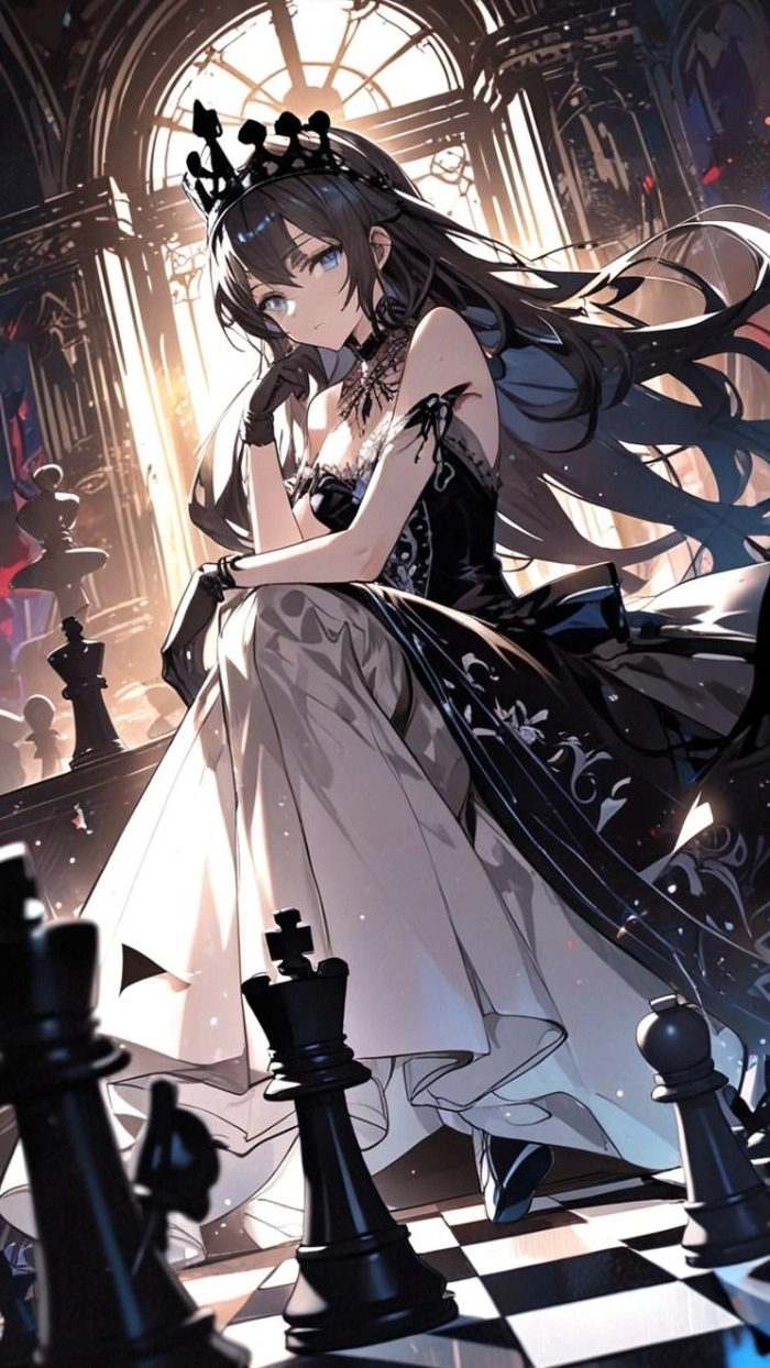 Hình nữ Anime mặt lạnh tóc đen