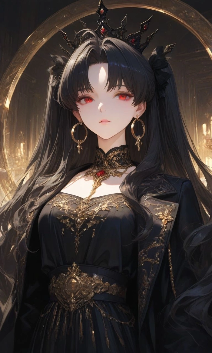 Hình nữ Anime tóc đen ngầu