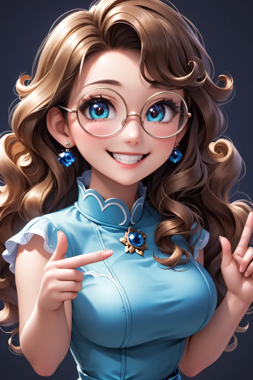 anime nữ đeo kính tóc xoăn