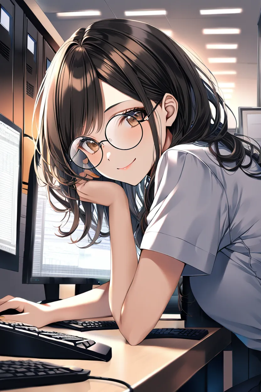 ảnh anime nữ đeo kính cute