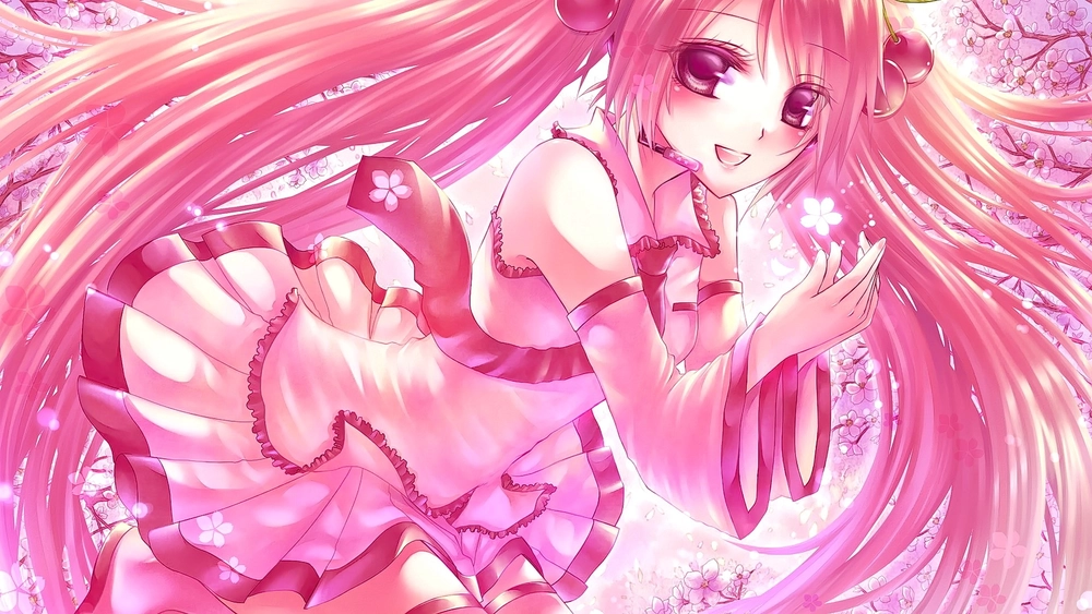 ảnh anime nữ màu hồng dễ thương 7