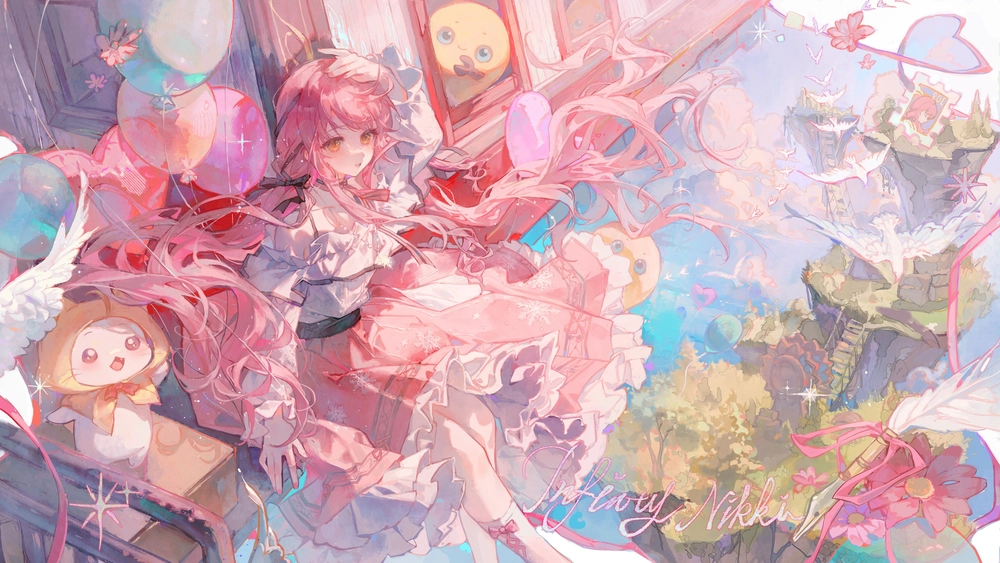 anime nữ màu hồng