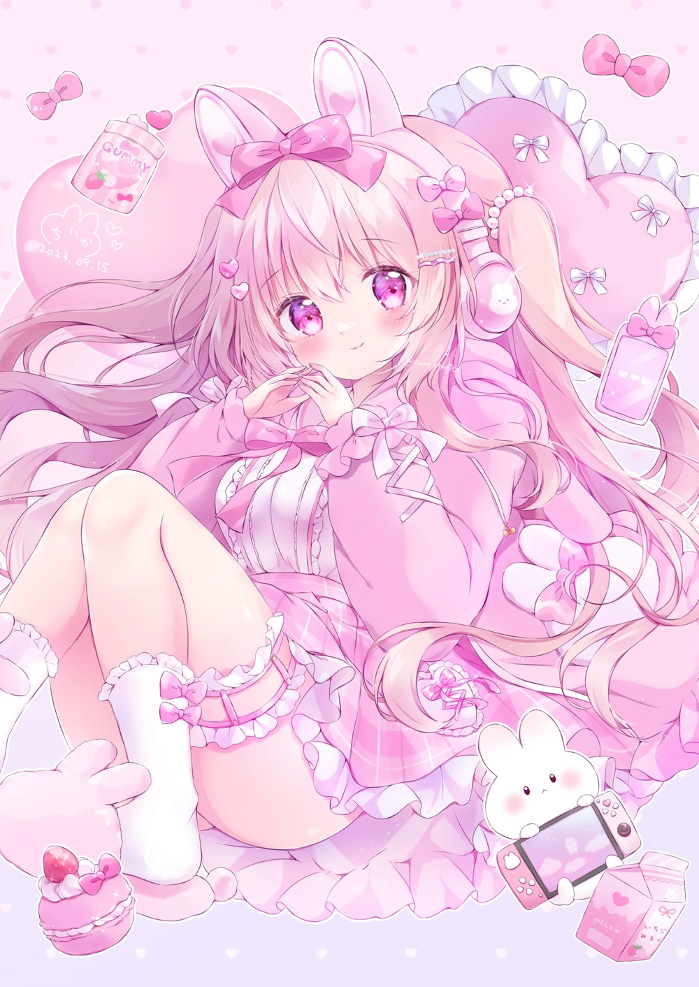 ảnh anime nữ màu hồng cute