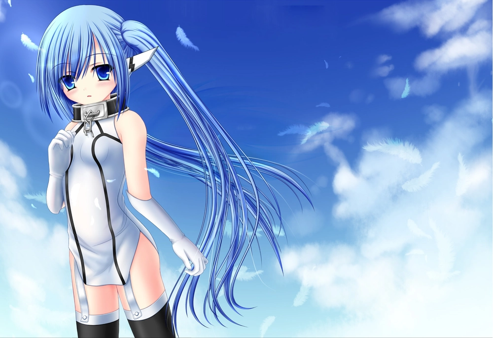 hình ảnh anime nữ màu xanh dương