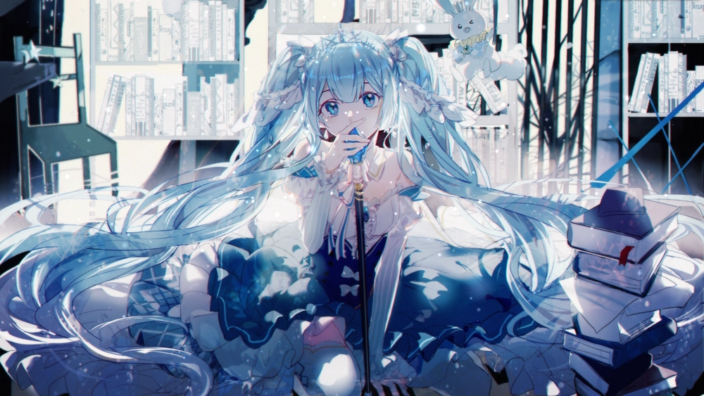 anime nữ chính tóc xanh dương