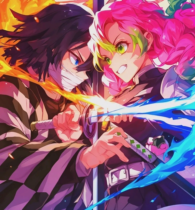 Ảnh Mitsuri và Obanai tình cảm