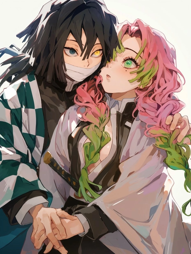 Ảnh Obanai cùng Mitsuri tình cảm