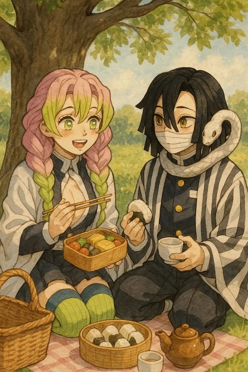 Ảnh Obanai và Mitsuri đáng yêu