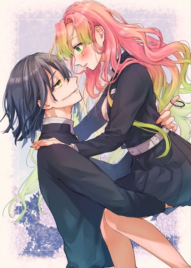 Ảnh Obanai x Mitsuri thân thiết