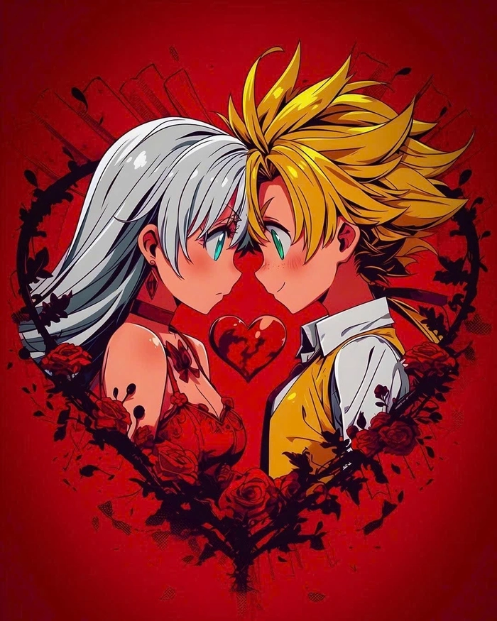 Elizabeth và Meliodas cười tươi