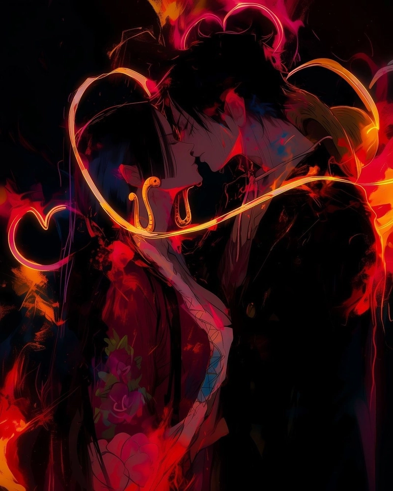 Hình Luffy ôm Boa Hancock ngọt ngào