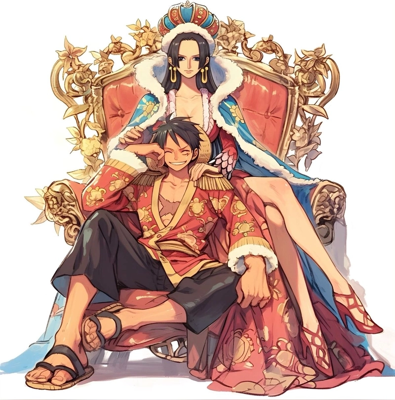 Hình Luffy và Boa Hancock anime cute