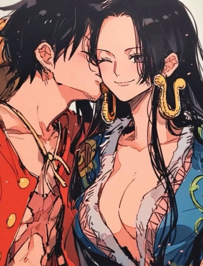 Hình Luffy và Boa Hancock dễ thương