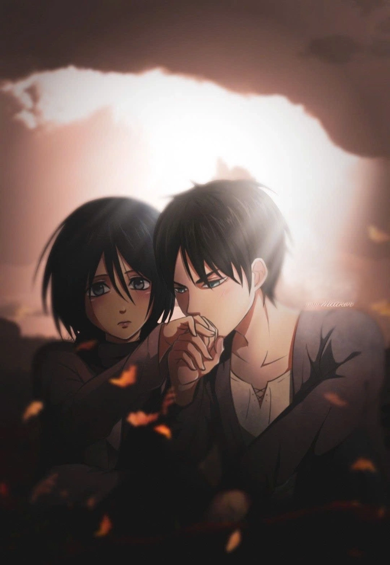 Hình Mikasa và Eren lãng mạn cute