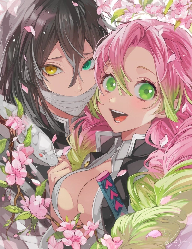 Hình Obanai và Mitsuri đẹp mắt