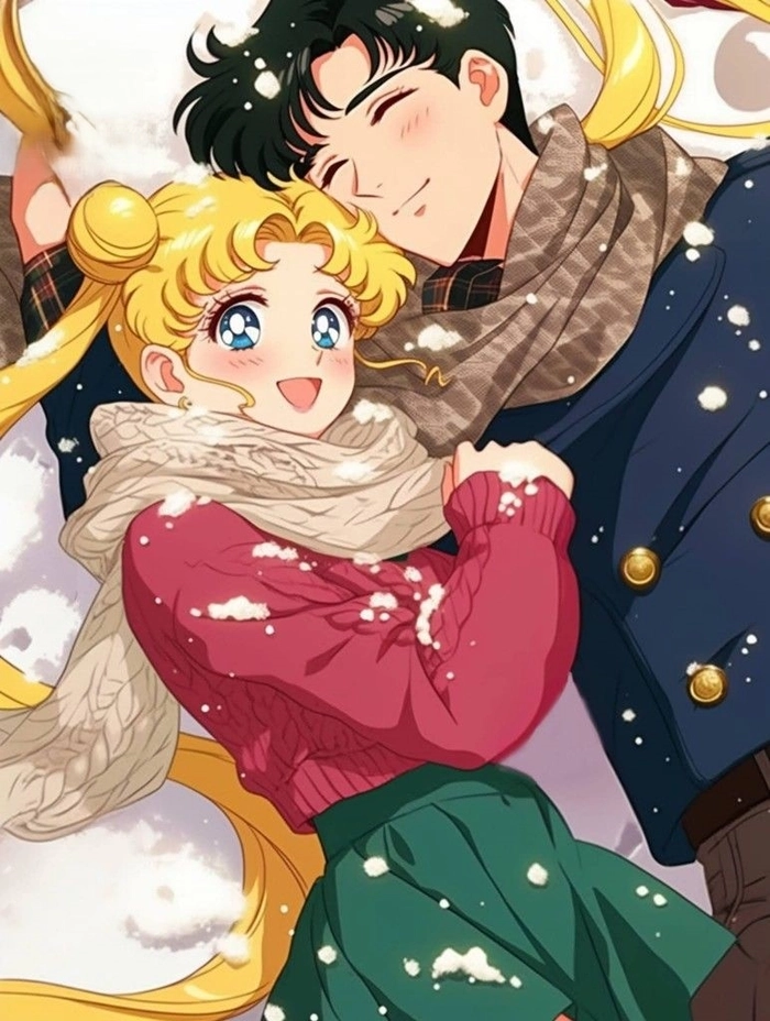 Hình Usagi và Mamoru siêu dễ thương