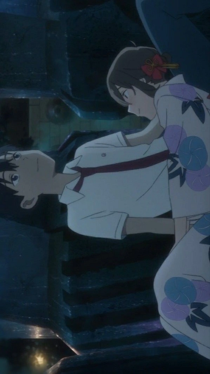 Hình anime Miyo và Kento lãng mạn