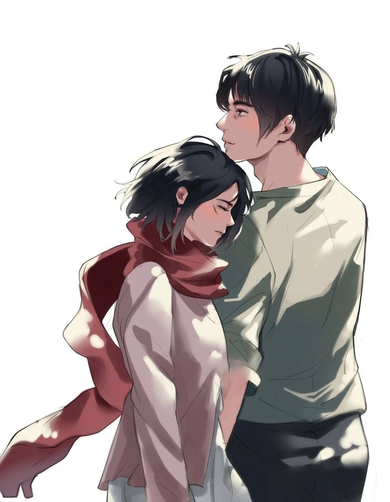 Hình cute Mikasa và Eren